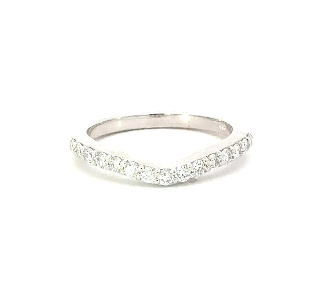14K White Gold.40 CT Diamond Curved Band