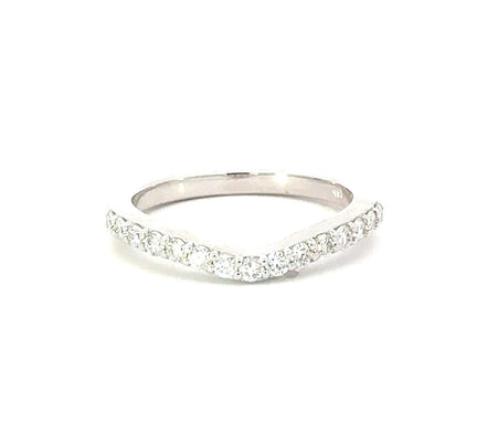 14K White Gold.40 CT Diamond Curved Band