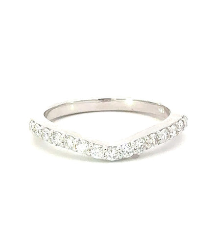 14K White Gold.40 CT Diamond Curved Band
