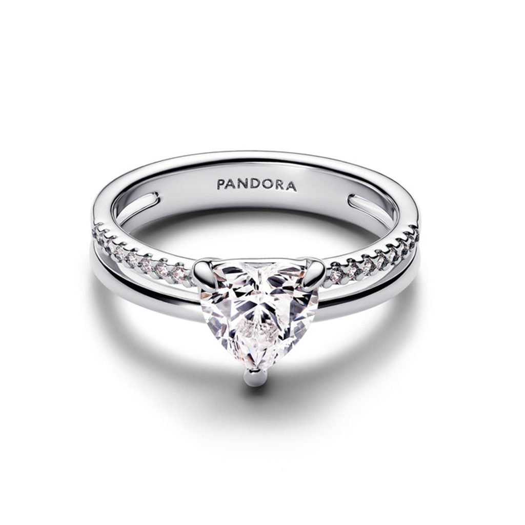 Pandora Timeless Double Band Heart Ring Size 7
