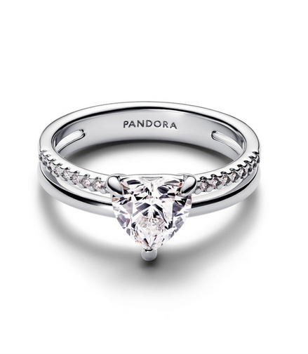 Pandora Timeless Double Band Heart Ring Size 7