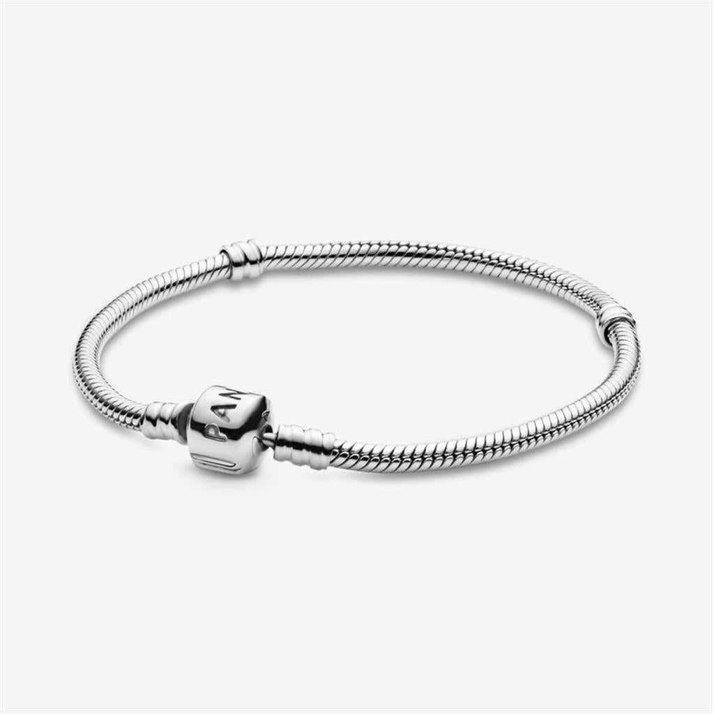 Pandora Moments Iconic Barrel Clasp Snake Chain Bracelet Size 16