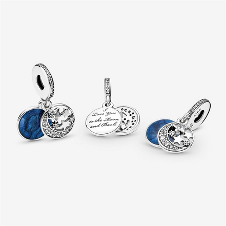 Pandora Moments Moon And Star Silver Dangle