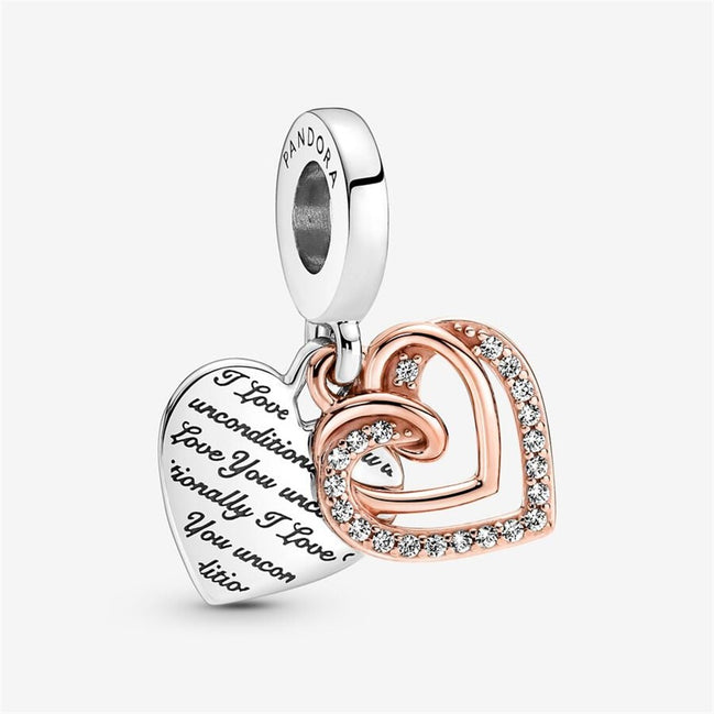 Pandora Moments Entwined Hearts Double Dangle Charm
