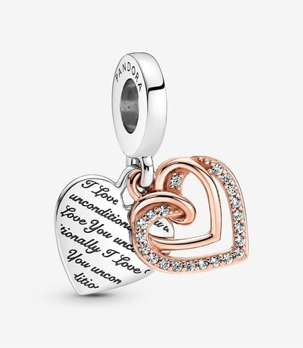 Pandora Moments Entwined Hearts Double Dangle Charm