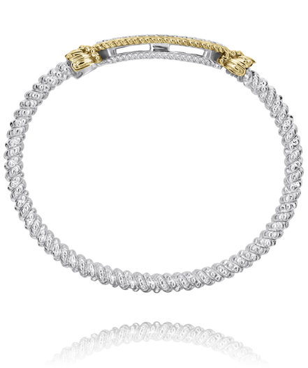 Vahan 14K Gold And Sterling Silver Diamond Bar 6mm Closed Bracelet