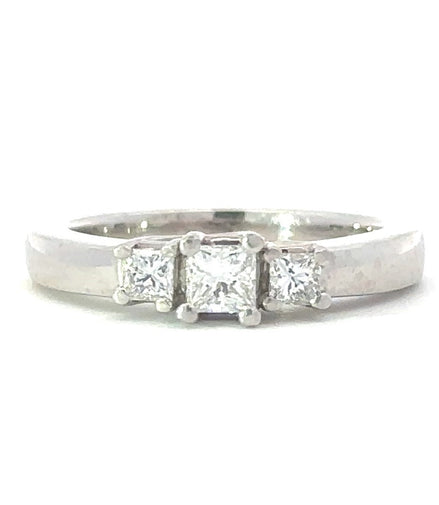 Plantinum 0.51 CTW Three Stone Diamond Engagement Ring