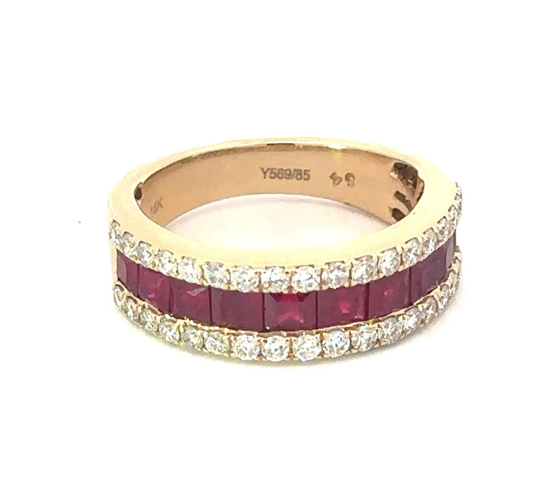 14K Yellow Gold 0.65 CT Diamond And 2.05 CT Ruby Ring