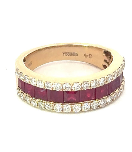 14K Yellow Gold 0.65 CT Diamond And 2.05 CT Ruby Ring