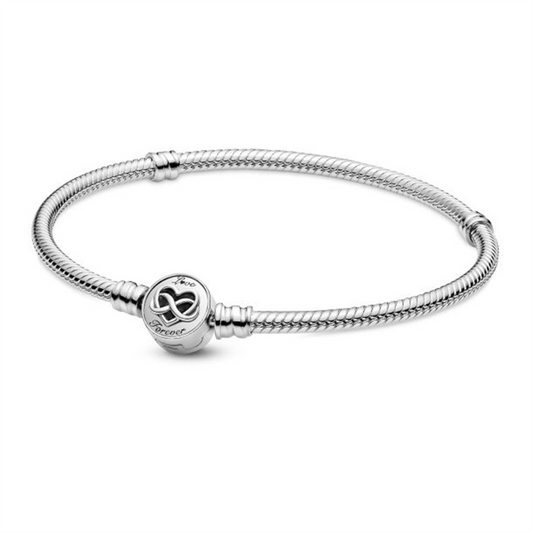 Pandora Moments Heart Infinity Clasp Snake Chain Bracelet Size 17