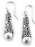 Samuel B Sterling Silver And 18K Gold Moon Drop Freshwater Pearl Dangle Earrings