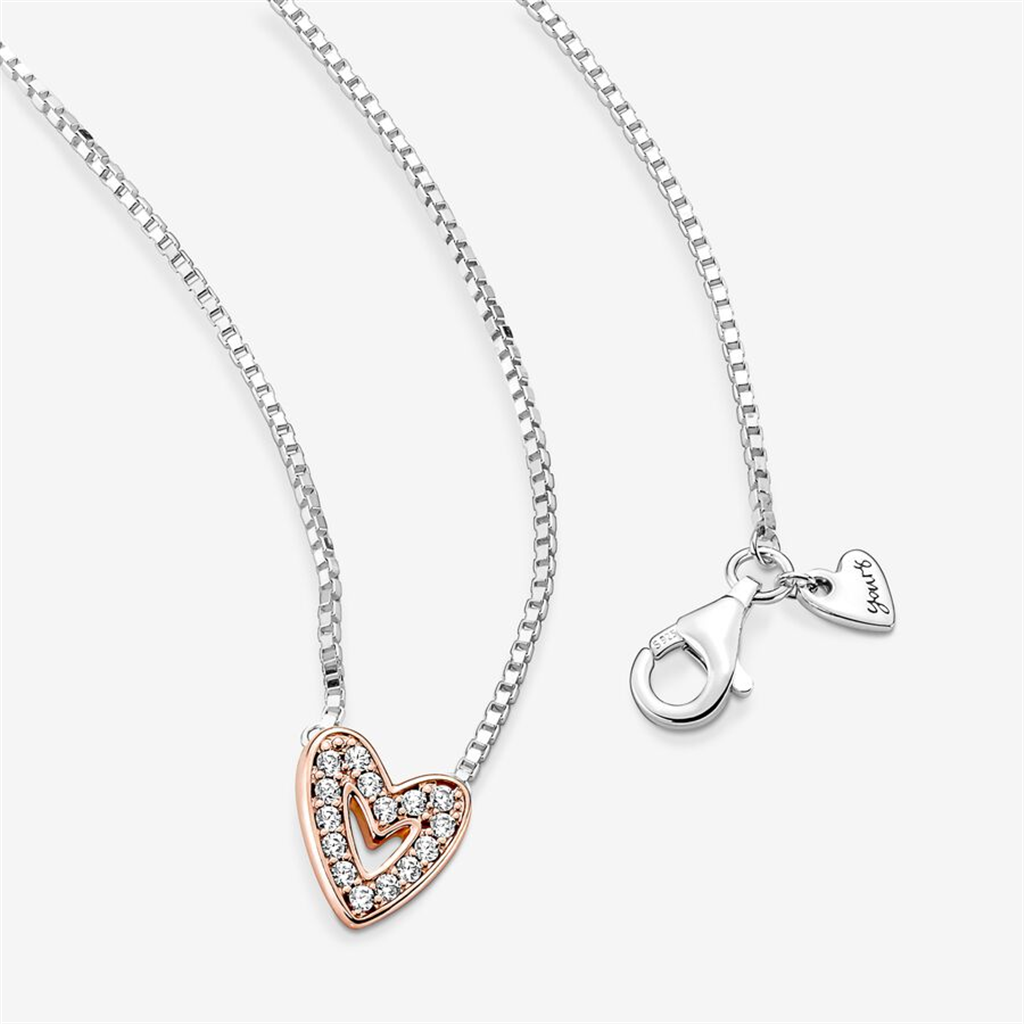 Pandora Moments Sparkling Freehand Heart Necklace
