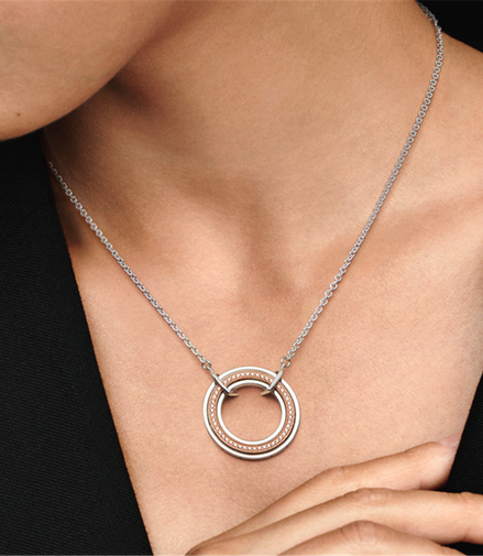 Pandora Signature Two Tone Logo And Pavé Necklace