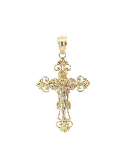 14K Two Toned Crucifix Cross