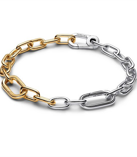 Pandora Me Link Two-Tone Gold-Plated and Sterling Silver Chain Bracelet Size 3