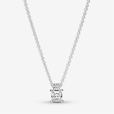 Pandora Timeless Sparkling Collier Round & Square Pendant Necklace