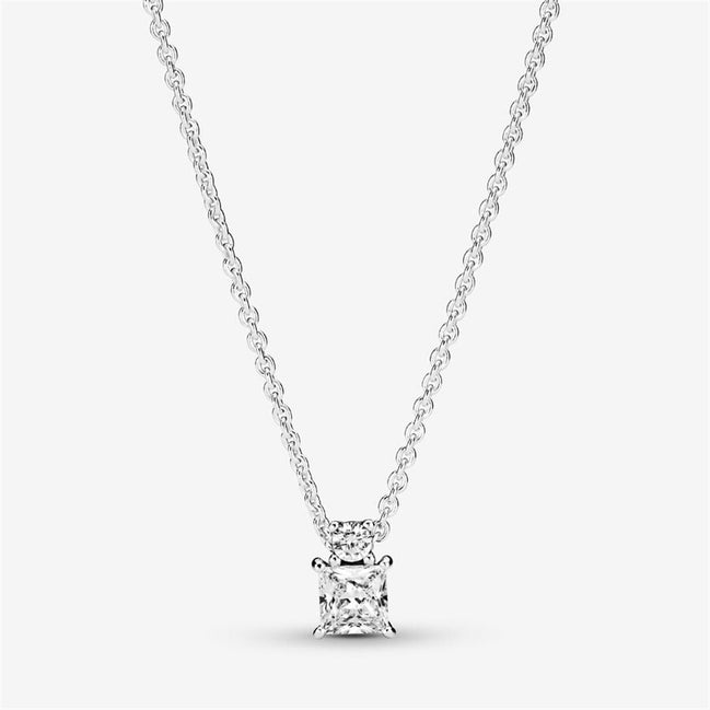 Pandora Timeless Sparkling Collier Round & Square Pendant Necklace