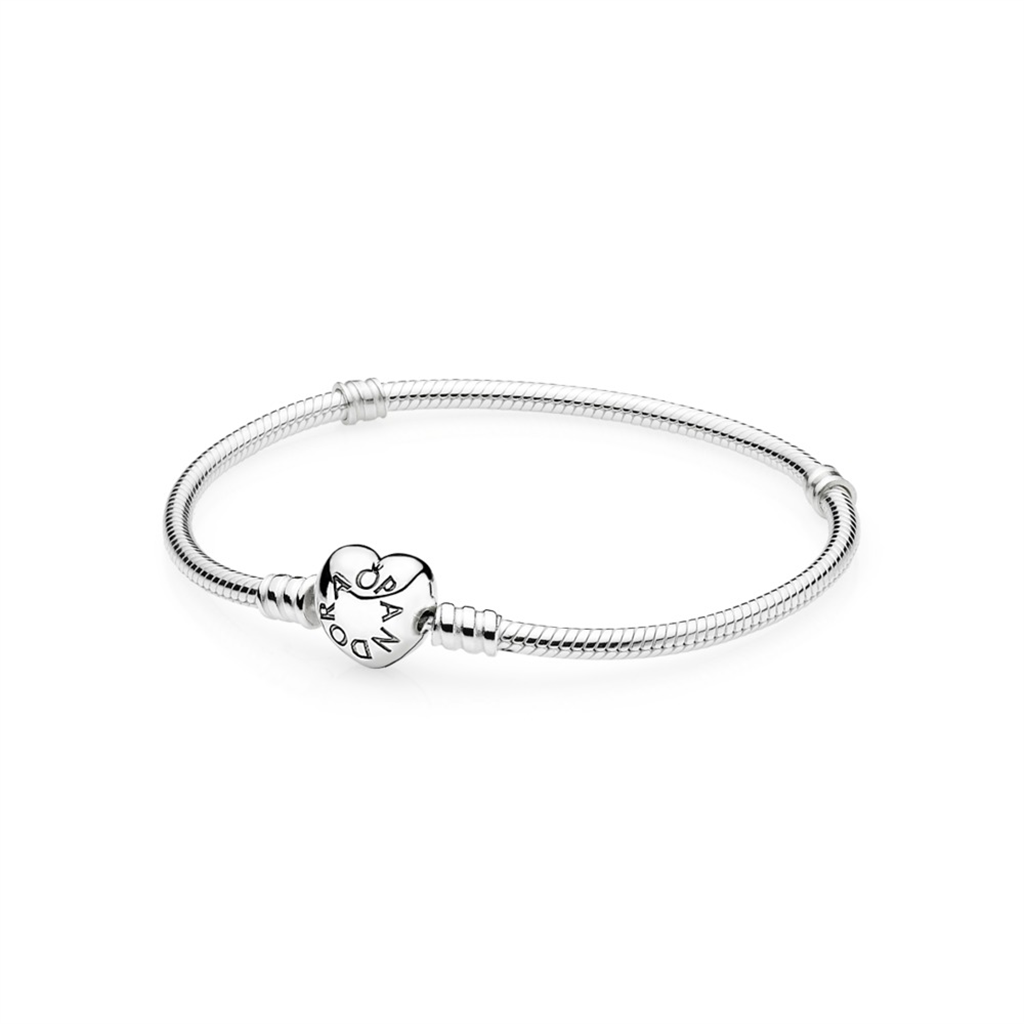 Pandora Moments Heart Clasp Snake Chain Bracelet Size 16