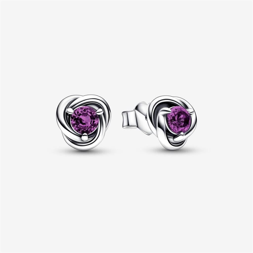 Pandora Moments February Purple Eternity Circle Stud Earrings