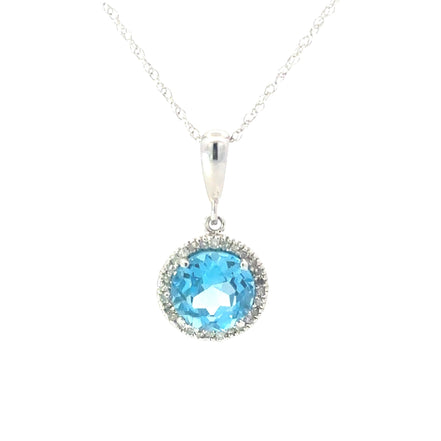 Blue Topaz and Diamond Pendant