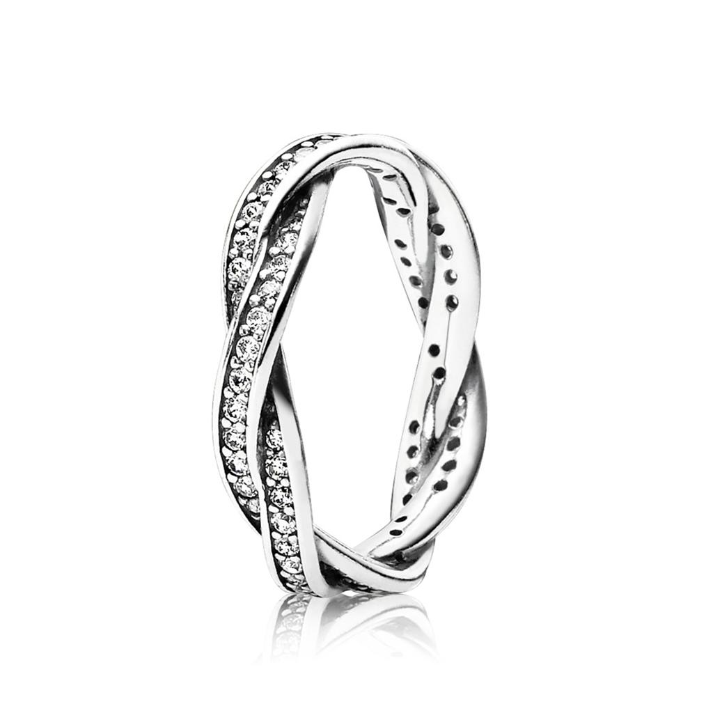 Pandora Timeless Sparkling Twisted Lines Ring Size 7