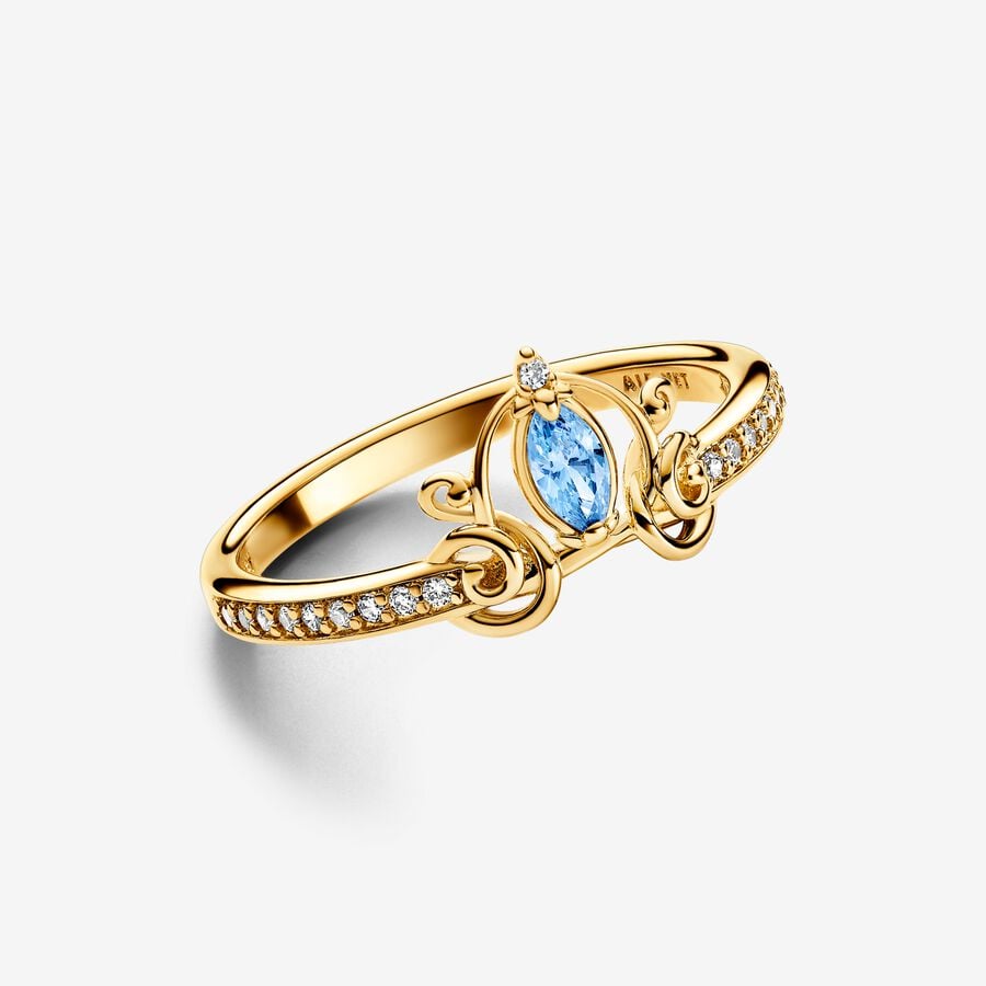 Pandora Disney Cinderella's Carriage Gold Plated Ring Size 7.5