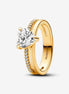 Pandora Timeless 14K Gold-Plated Double Band Heart Ring Size 7