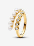 Pandora Treated Freshwater Cultured Pearls & Stones Open Ring Size 7.5