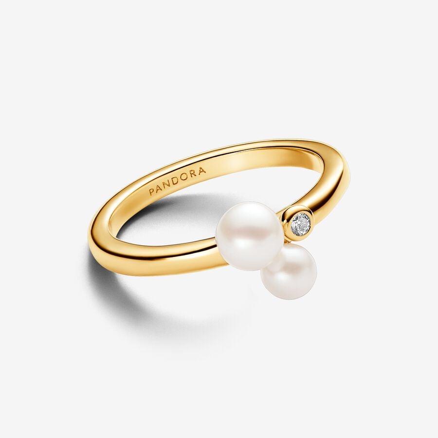 Pandora Duo Treated Freshwater Cultured Pearls Ring Size 7