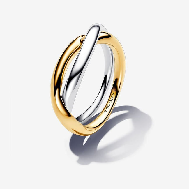 Pandora Essence Two-Tone Entwined Bands Ring Size 6
