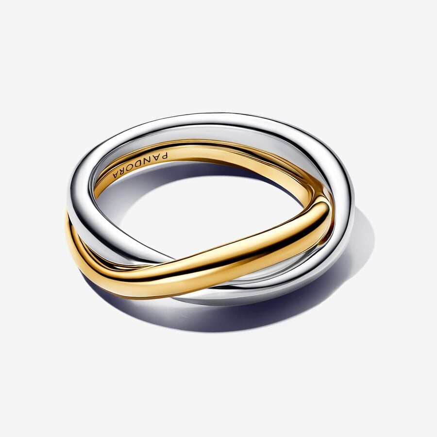 Pandora Essence Two-Tone Entwined Bands Ring Size 6