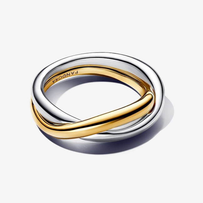 Pandora Essence Two-Tone Entwined Bands Ring Size 7