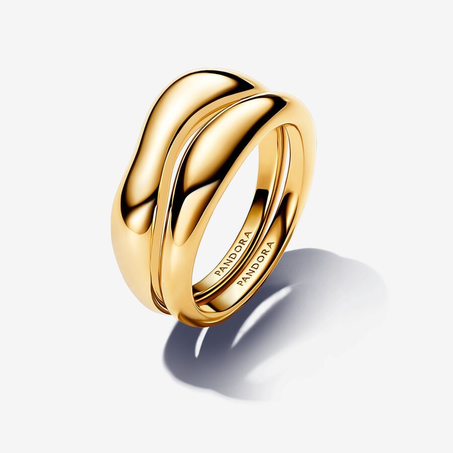 Pandora Essence Organically Shaped Stacking Rings Size 6