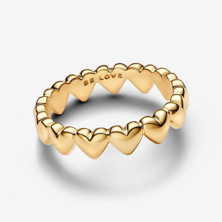 Pandora Moments Row of Hearts Gold-Plated Ring Size 7