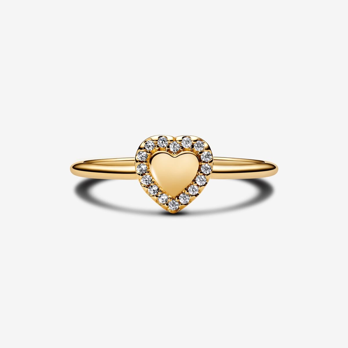 Pandora Moments 14K Gold-Plated Engravable Heart Halo Ring Size 7