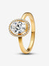 Pandora Timeless 14K Gold-Plated Oval Sparkling Halo Ring Size 6