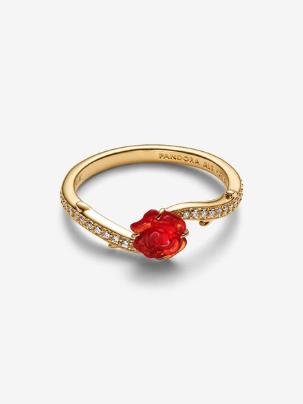 Pandora X Disney 14K Gold-Plated Beauty and the Beast Enchanted Rose Ring Size 7