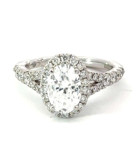 A.JAFFE 14K White Gold Diamond Halo Engagement Ring