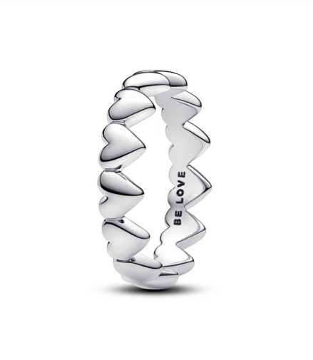 Pandora Moments Row of Hearts Ring Size 7