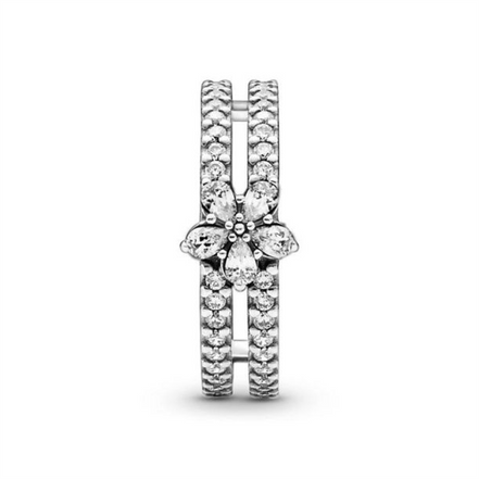 Pandora Timeless Sparkling Snowflake Double Ring Size 7.5