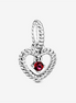 Pandora Moments July Blazing Red Beaded Heart Dangle Charm