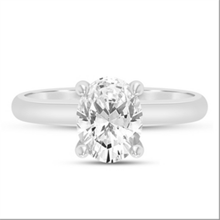 14k White Gold 2 CTW Oval Diamond Semi-Mount Engagement Ring