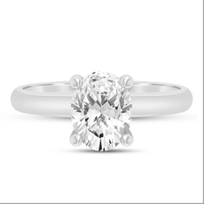 14k White Gold 2 CTW Oval Diamond Semi-Mount Engagement Ring