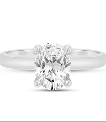 14k White Gold 2 CTW Oval Diamond Semi-Mount Engagement Ring