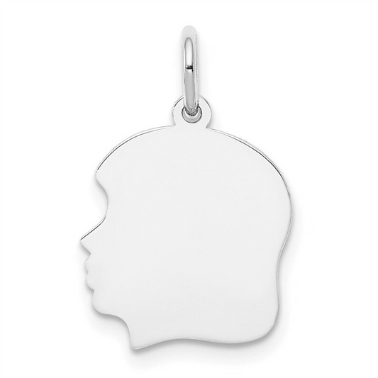 Engravable 14kw Girl Head Charm Pendant