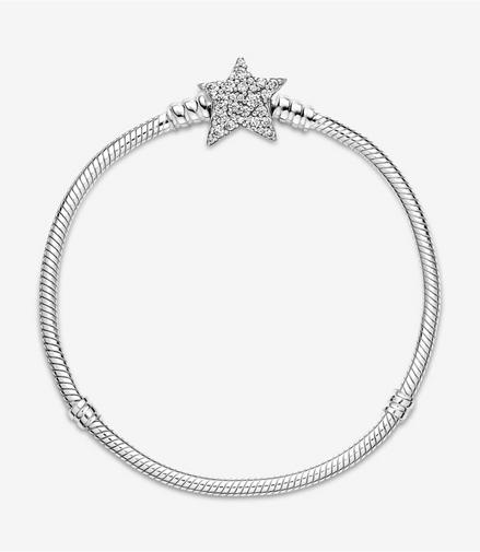 Pandora Moments Asymmetric Star Clasp Snake Chain Bracelet Size 19