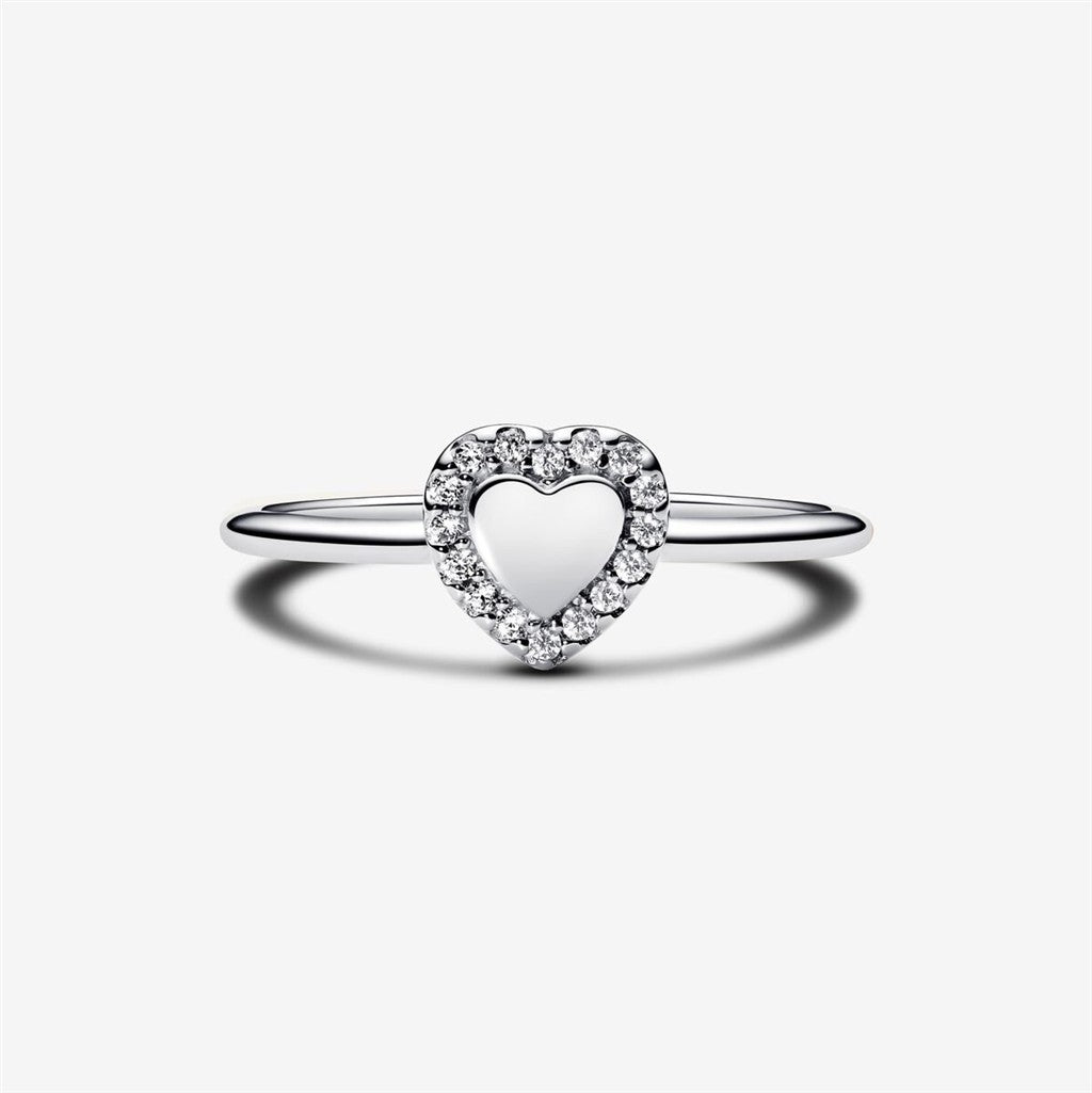 Pandora Timeless Engravable Heart Halo Ring Size 7