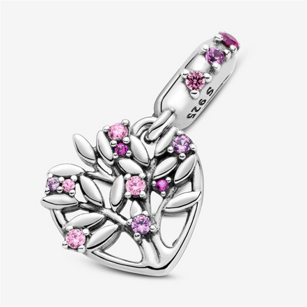 Pandora Moments Pink Heart Family Tree Dangle Charm