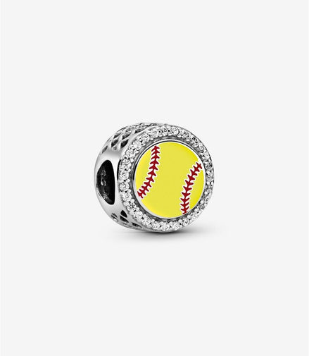 Softball Engravable Button Charm