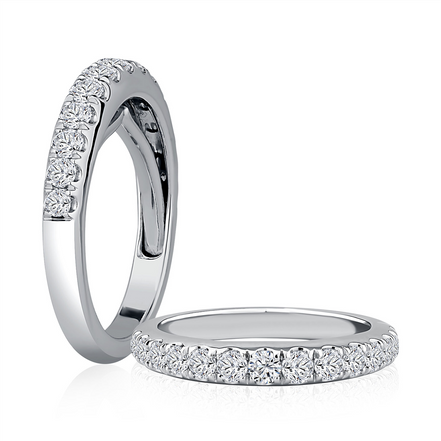 A.JAFFE 14k White Gold 0.8 CTW Diamond Wedding Band
